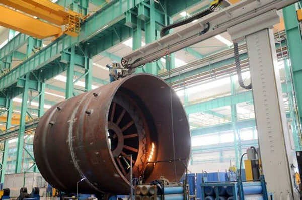 Large dryer cylinder welding